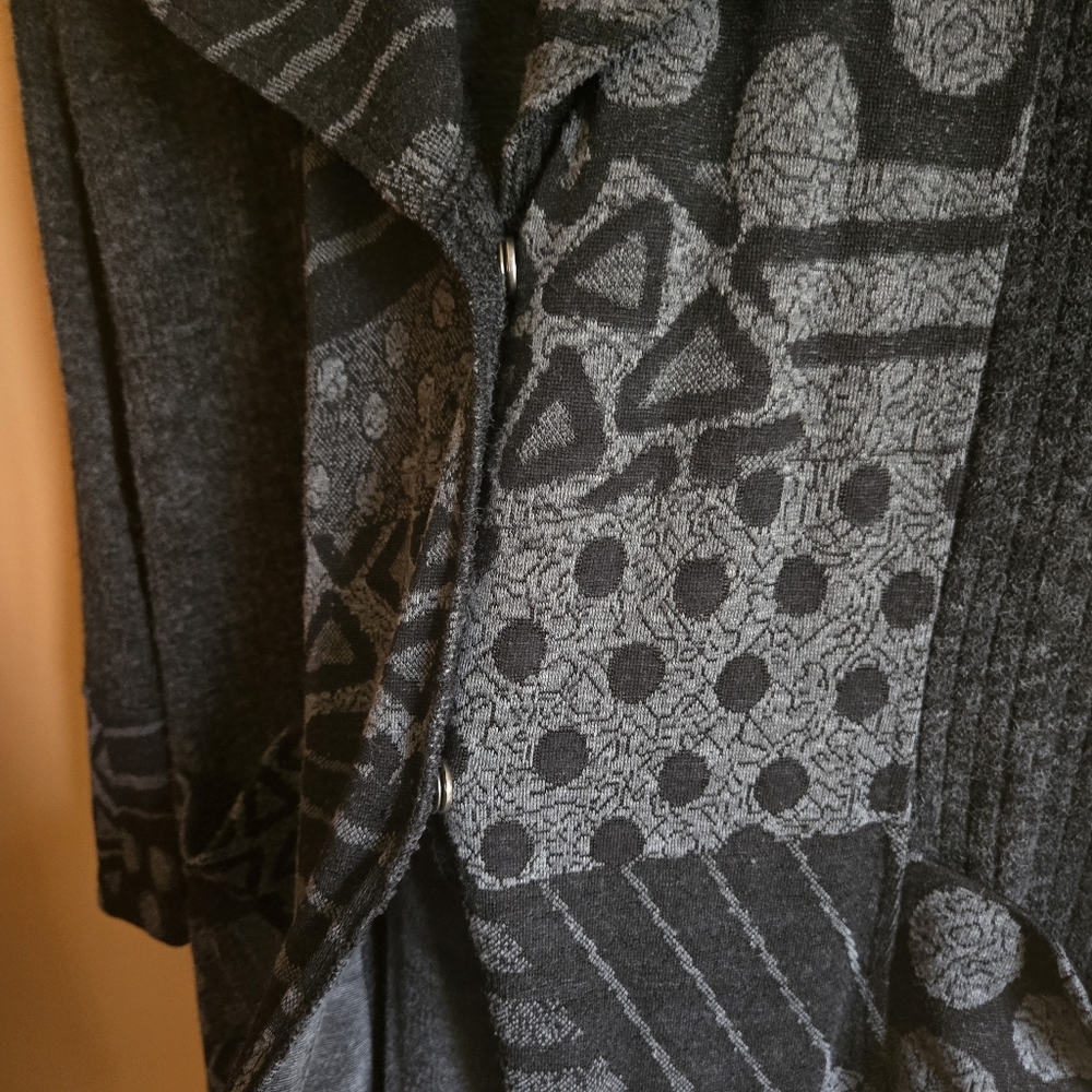 Variations Geometric Boho Pattern Button Cardigan With Pockets, L - Picture 3 of 5